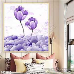 Tranh hoa tulip tím trang trí tường đẹp