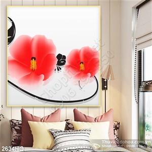 Tranh hoa dâm bụt nghệ thuật đẹp