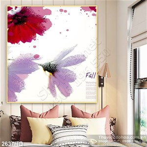 Tranh hoa lá dán tường phòng