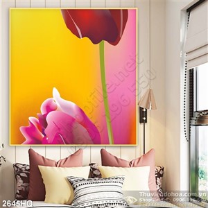 Tranh hoa tulip trang trí dán tường phòng khách