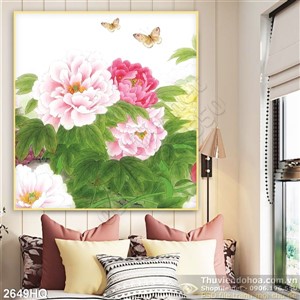 Tranh hoa mẫu đơn đẹp độc đáo