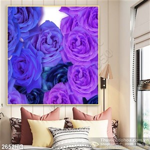 Tranh hoa Hồng tím đẹp độc đáo