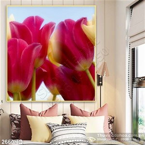 Tranh hoa tulip hiện đại trang trí phòng khách