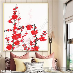 Tranh hoa đào nghệ thuật đẹp