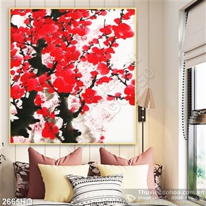 Tranh hoa đào trang trí treo tường