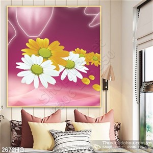 Tranh hoa cúc vàng đẹp