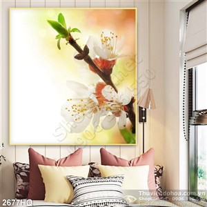 Tranh hoa đào trang trí phòng ngủ
