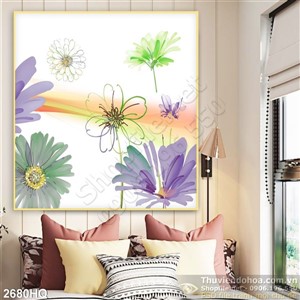Tranh hoa lá dán tường độc đáo