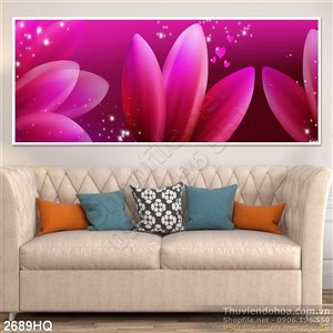 Tranh hoa lá dán tường phòng khách