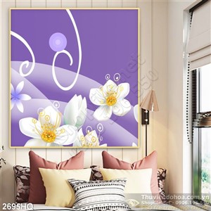 Tranh hoa lá dán tường nghệ thuật