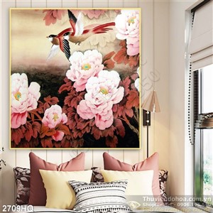 Tranh hoa mẫu đơn nghệ thuật