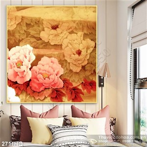 Tranh hoa mẫu đơn nghệ thuật đẹp