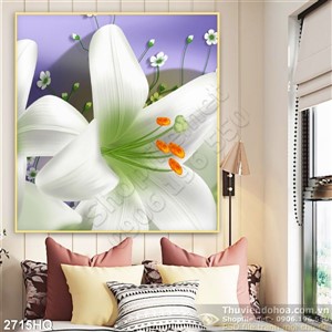 Tranh hoa Ly trang trí dán tường hiện đại