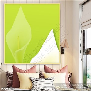 Tranh hoa lá dán tường nền xanh