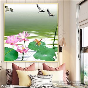 Tranh hoa Sen phong thủy đẹp