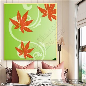Tranh hoa lá mùa thu dán tường đẹp