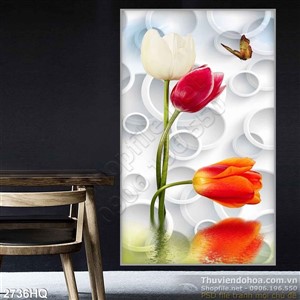 Tranh hoa lá trang trí dán tường phòng ngủ