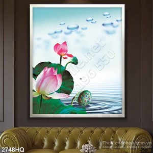 Tranh hoa Sen trang trí nền nghệ thuật