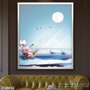 Tranh hoa Sen phong thủy đẹp