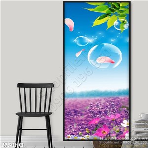 Tranh hoa lá mùa xuân treo tường phòng khách