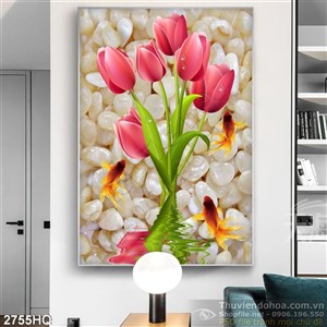 Tranh hoa Tulip trang trí treo tường độc đáo