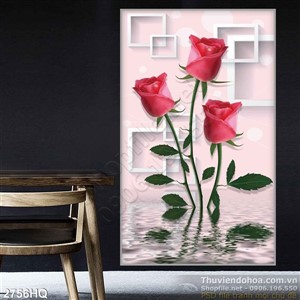 Tranh hoa Hồng trang trí phòng khách