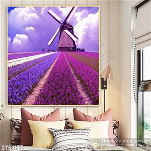 Tranh hoa và cối xay gió