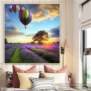 Tranh hoa lá và khí cầu