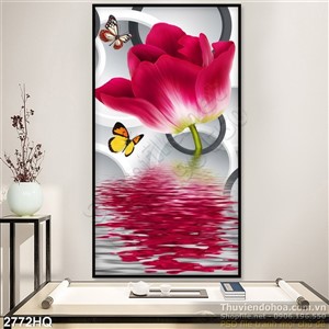 Tranh hoa Tulip 3D treo tường nghệ thuật