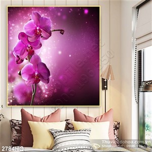 Tranh hoa Lan hồ điệp hồng trang trí tường