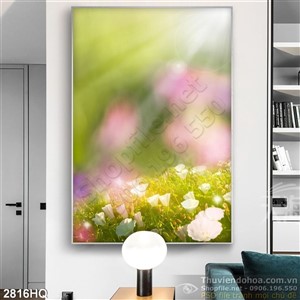 Tranh hoa lá và tia sáng mặt trời