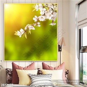 Tranh hoa đào mùa xuân treo tường đẹp