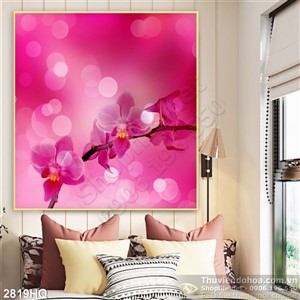 Tranh hoa Lan hồ điệp trang trí treo tường