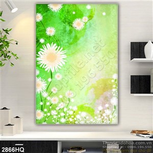 Tranh hoa lá màu nước trang trí tường
