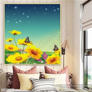 Tranh hoa lá trang trí phòng khách đẹp