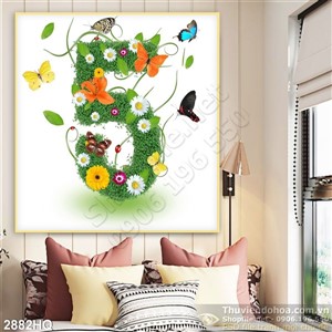 Tranh hoa lá trang trí phòng ngủ đẹp