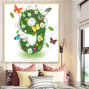 Tranh hoa lá só 9 trang trí