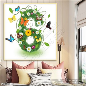 Tranh hoa lá số 6 treo tường đẹp