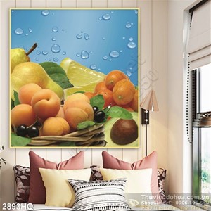 Tranh hoa lá và hoa quả trang trí phòng ăn