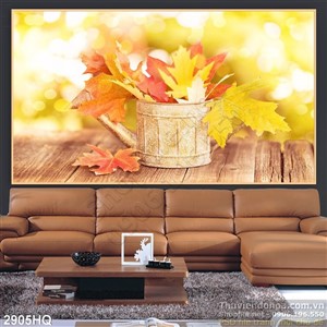 Tranh hoa lá mùa thu trang trí đẹp