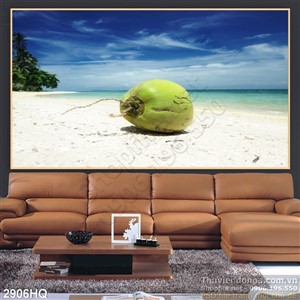 Tranh quả dừa trên biển
