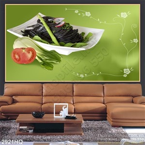 Tranh hoa lá và cà chua treo tường
