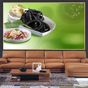 Tranh hoa lá và món ăn treo tường bếp
