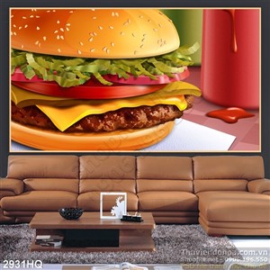Tranh hamberger trang trí bếp
