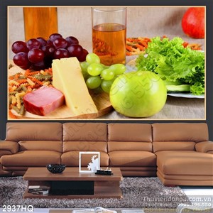 Tranh trái caây và ly rượu đẹp