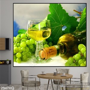Tranh rượu nho trang trí quán