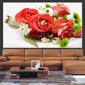 Tranh hoa hồng treo tường phòng khách