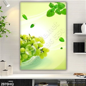 Tranh hoa lá và quả nho dán tường đẹp