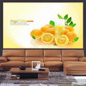 Tranh hoa lá và quả cam đẹp độc đáo