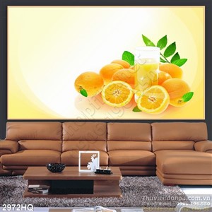 Tranh hoa lá và quả cam trang trí treo tường